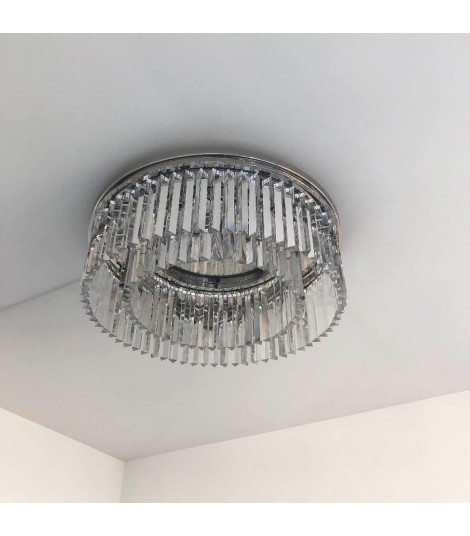 1920S Rhys Round 1-Tier Crystal Fringe Flushmount