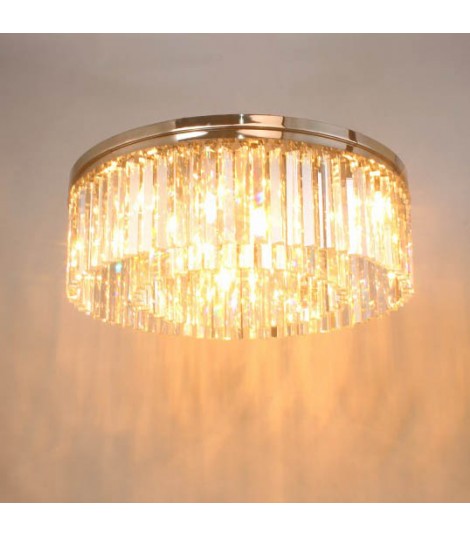 1920S Rhys Round 1-Tier Crystal Fringe Flushmount