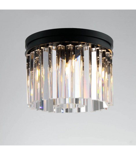 1920S Rhys Round 1-Tier Crystal Fringe Flushmount