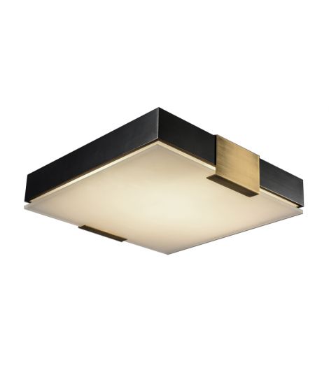 Lucien Bronze Square Alabaster Flushmoun Hallway Ceiling Light