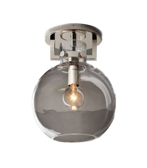 Industrial Machinist Glass Globe Hallway Flushmount
