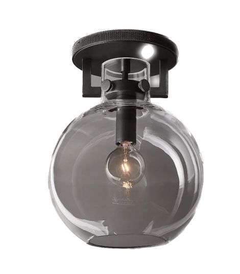 Industrial Machinist Glass Globe Hallway Flushmount