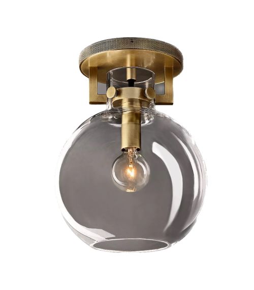 Industrial Machinist Glass Globe Hallway Flushmount