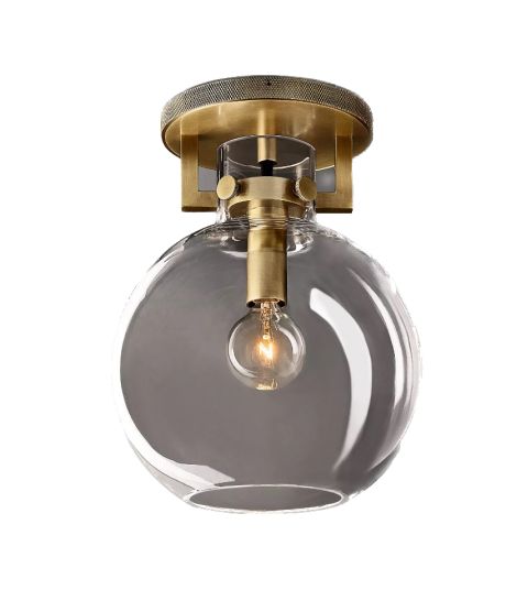 Industrial Machinist Glass Globe Hallway Flushmount