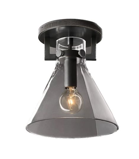 Industrial Machinist Glass Funnel Cone Hallway Flushmount