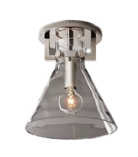 Industrial Machinist Glass Funnel Cone Hallway Flushmount