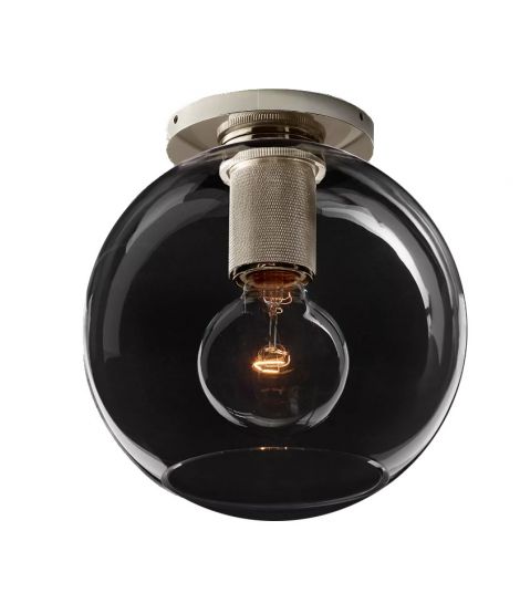 Industrial Utilitaire Globe Glass Shade Hallway Flushmount 