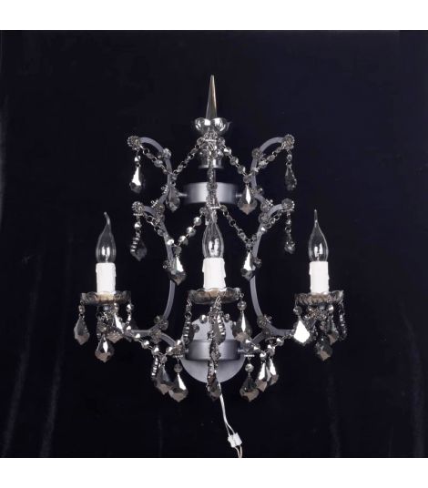 19Th C. Rococo Iron & Crystal Vintage Rustic Iron Wall Sconce