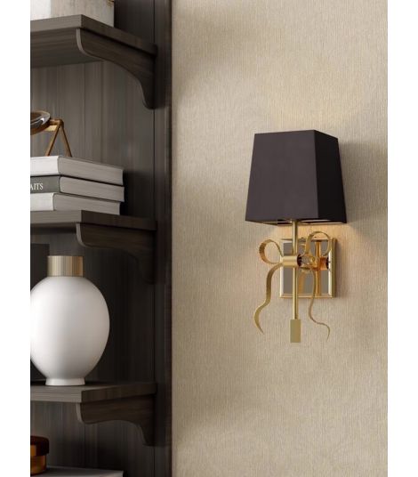 Ellery Bow Linen Shade Mirror Wall Sconce