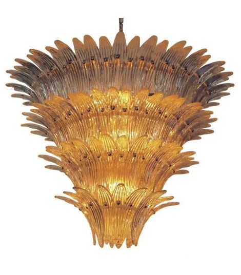 Barovier-style Murano glass palm Tiered Palmette chandelier