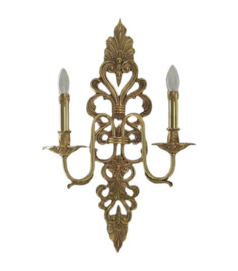 Vintage French Baroque Brass 2-Light Wall Sconce