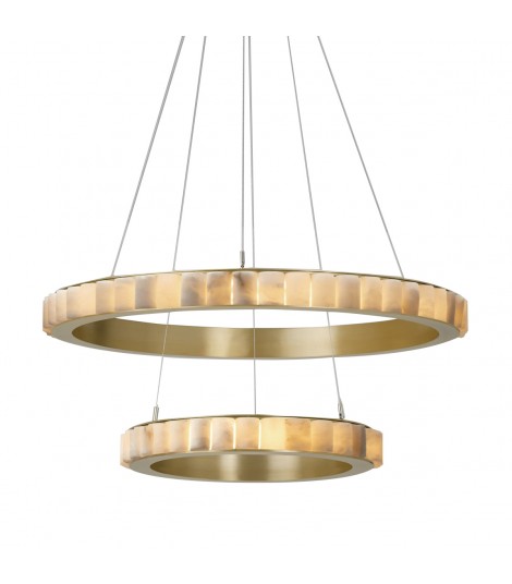 Avalon Chandelier CTO Lighting Halo Two-Tier Alabaster Chandelier Fabuliving 01