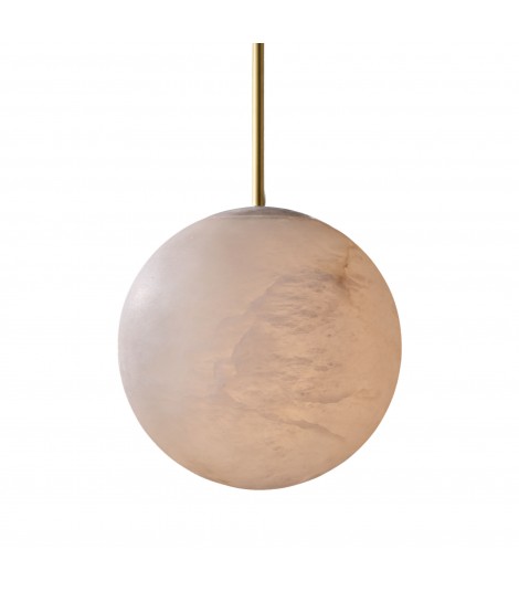 HAND-CARVED ALABASTER GLOBE PENDANT