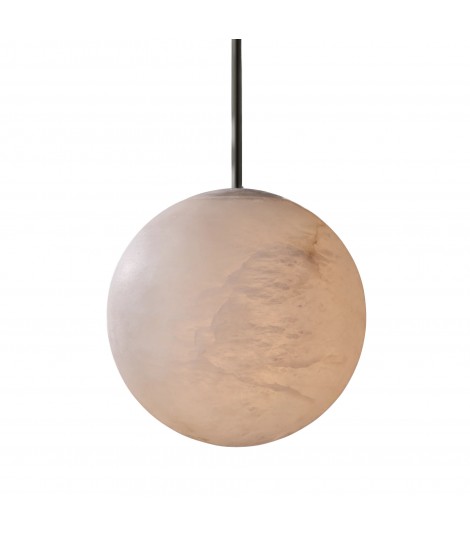 HAND-CARVED ALABASTER GLOBE PENDANT