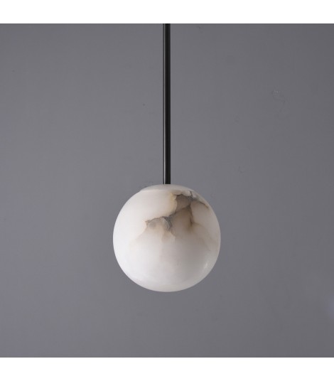 HAND-CARVED ALABASTER GLOBE PENDANT