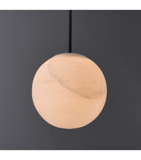 HAND-CARVED ALABASTER GLOBE PENDANT