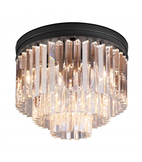 1920S Odeon Round Tiered Crystal Fringe Chandelier Collection