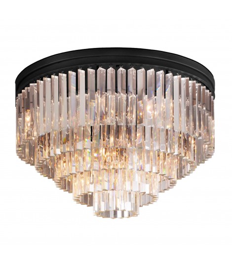 1920S Odeon Round Tiered Crystal Fringe Chandelier Collection