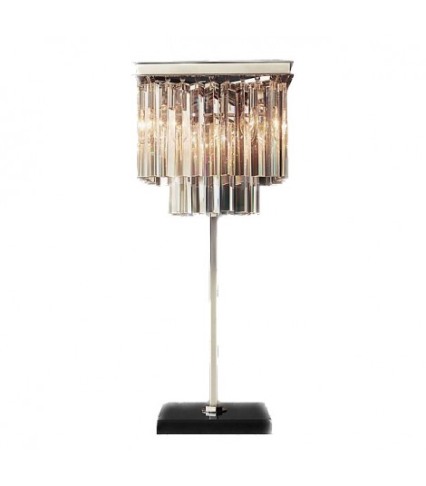 1920S Odeon Clear Glass Fringe Square Table Lamp